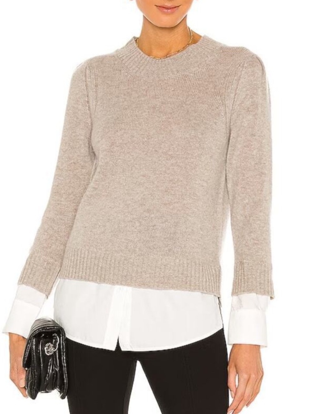 Brochu Walker Eton Layered Crewneck Sweater Light Chia Melange & White *flawed